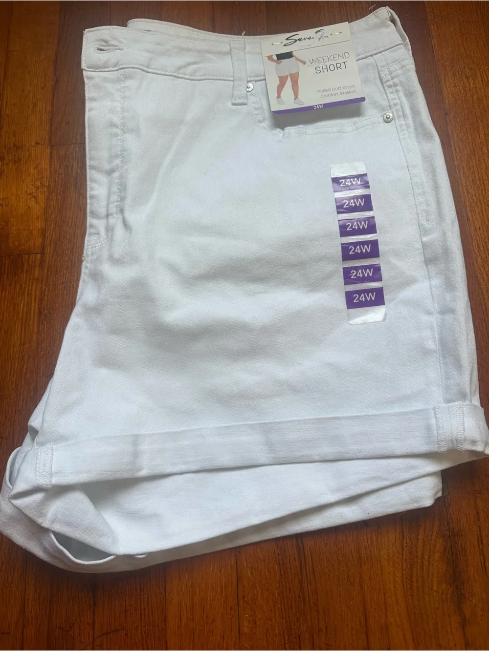 Seven7 White Cuffed Denim Weekend Shorts
